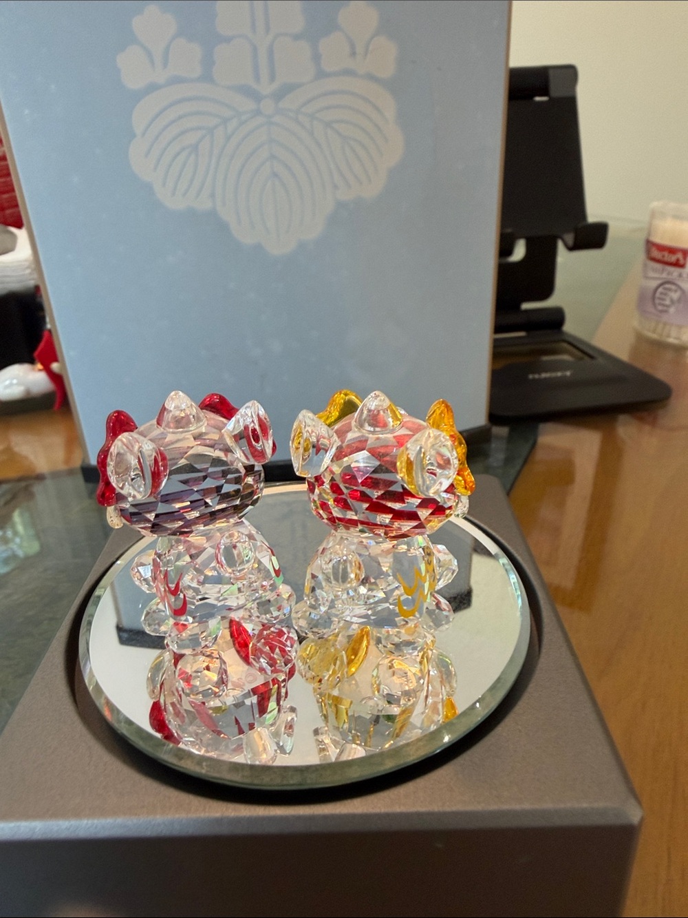 Swarovski Crystal Cat Pair with Red and Yellow Accents - Picture 2 of 2